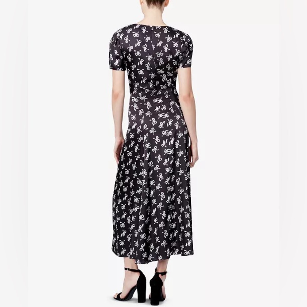 Betsey Johnson Classic Bow Print A-Line Satin Midi Dress in size 10 - Picture 3 of 5